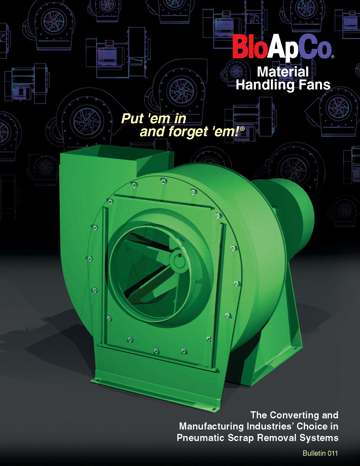 Learn more about BloApCo Material Handling Fans by viewing their Bulletin 011. 